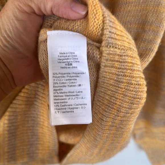 J. Crew Heathered Orange Gold Grey Wool Cotton Cashmere 1/4 Zip Sweater - Picture 3 of 6